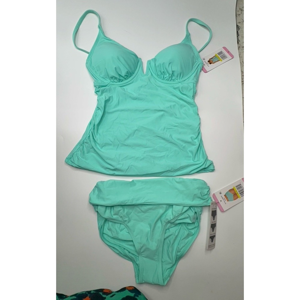 NEW women's size SMALL Anne Cole two piece aqua tankini swim suit.